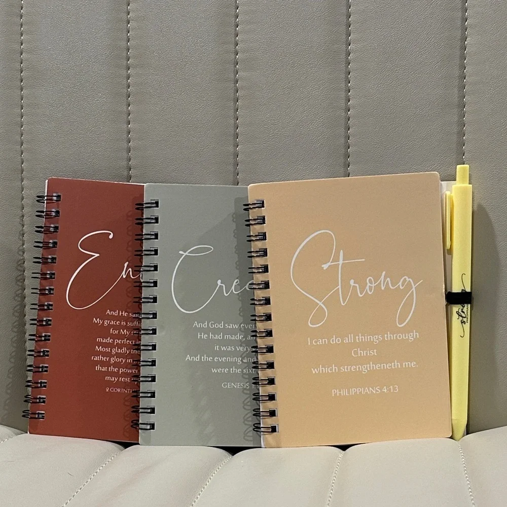 Bible Verse Notebook Trio & Pens Enough Corinthians Strong Philip. Created Genes